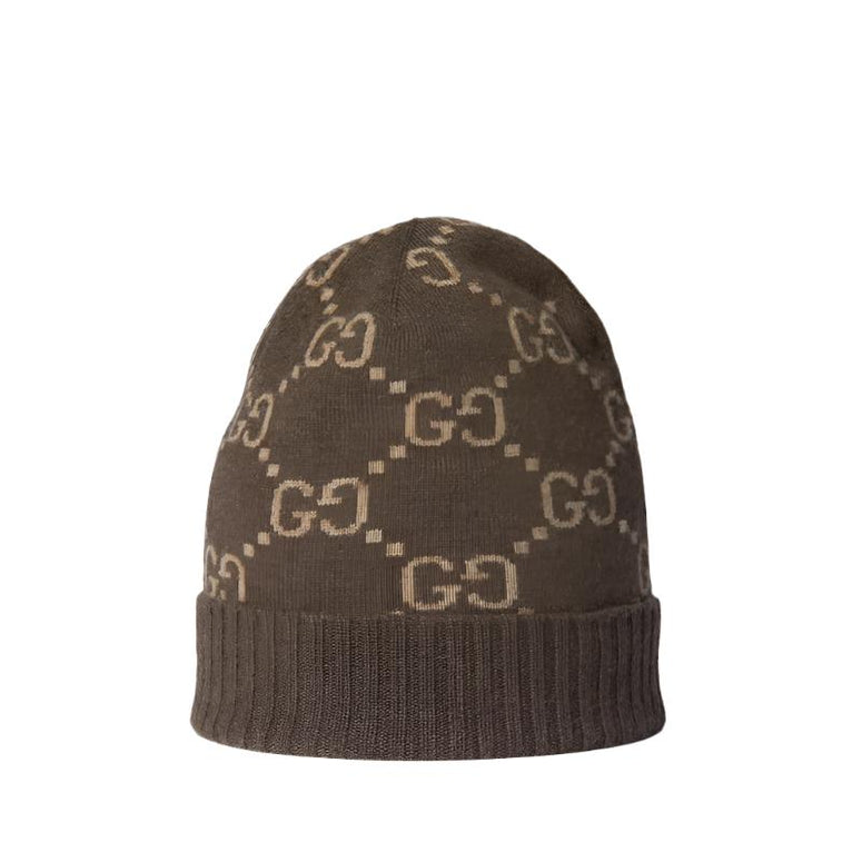 Gucci GG cashmere jacquard hat Brown and beige