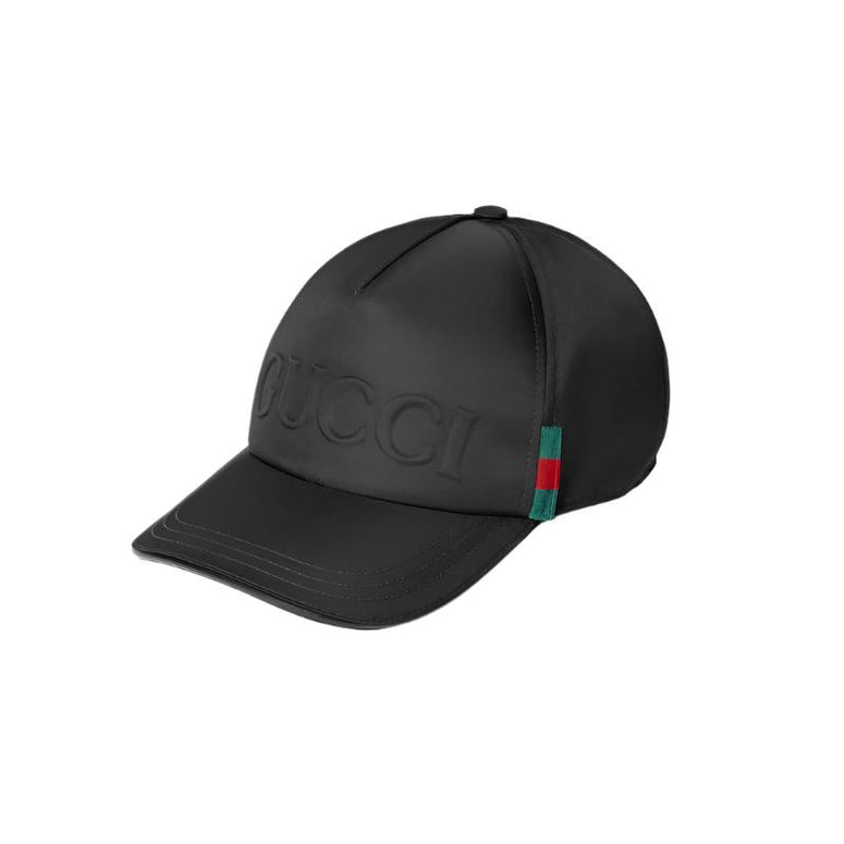 Gucci Nylon Black Baseball hat with Gucci logo