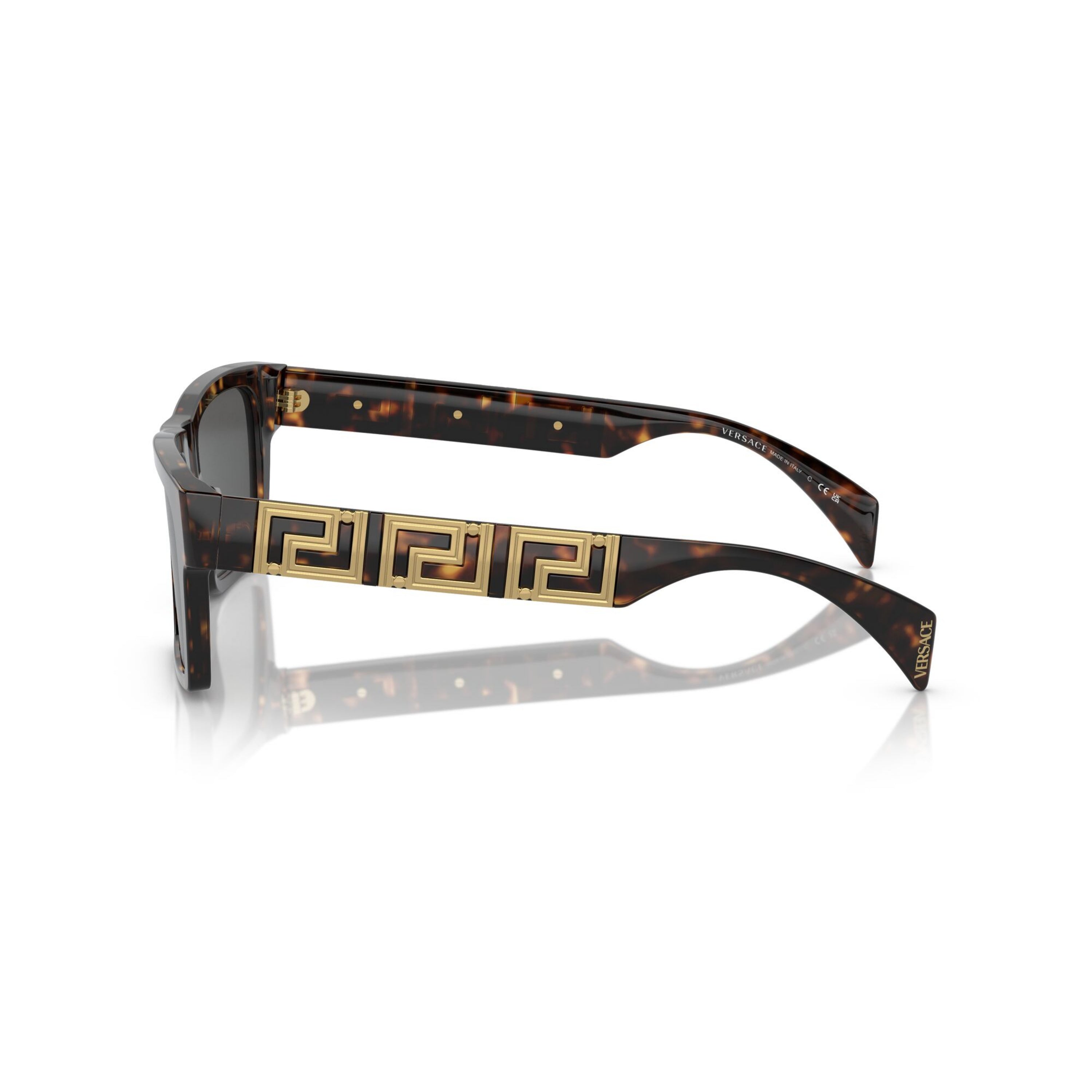 Versace Triple Greek Key Pattern Havana Sunglasses
