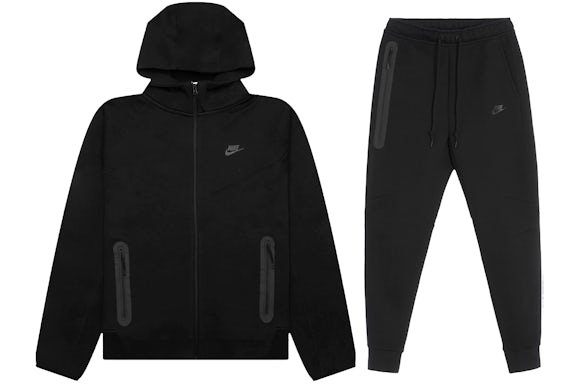 Nike Sportswear Tech Fleece Full-Zip Hoodie & Joggers Set Black/Black