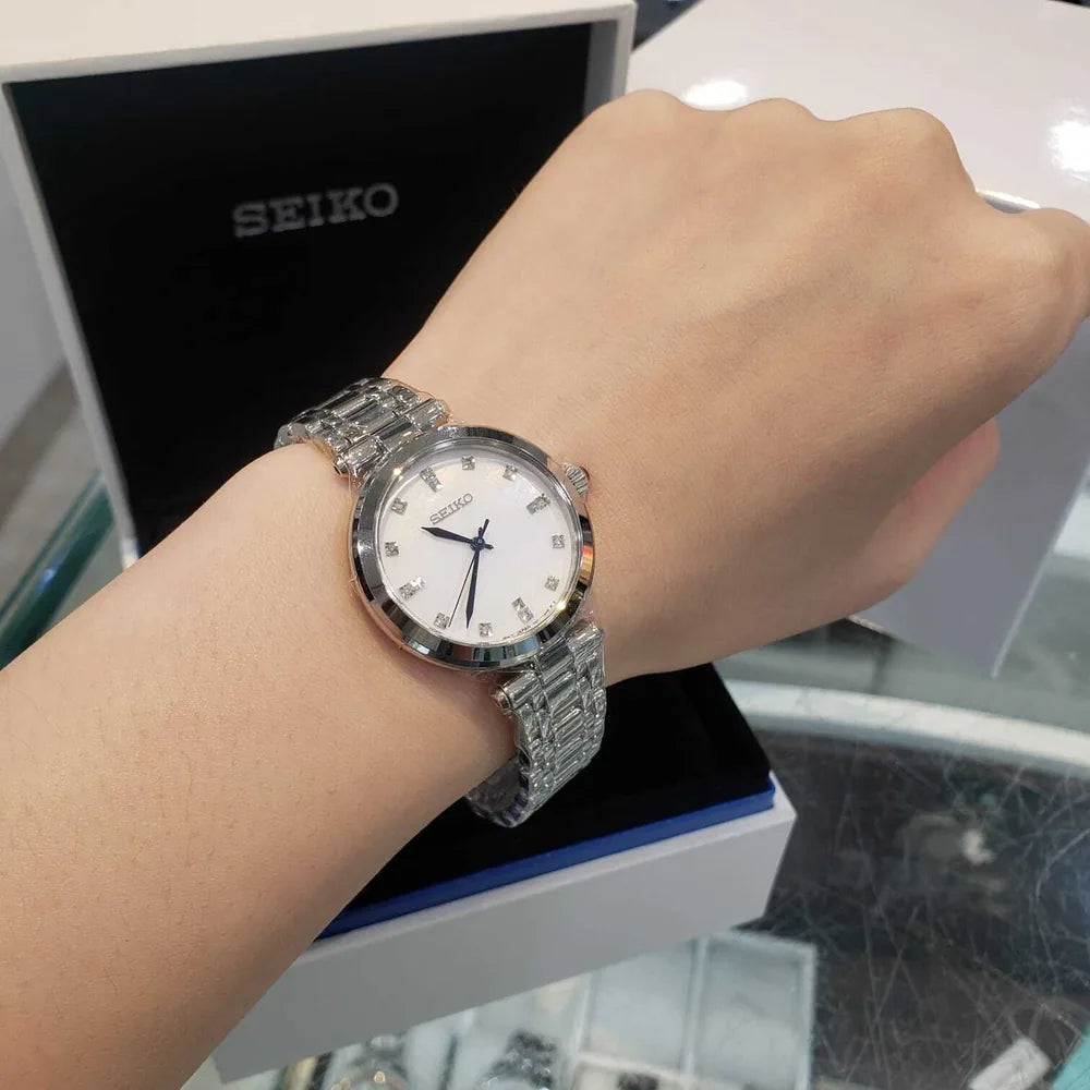 Seiko SRZ529P1 Women’s Watch – White Dial with Swarovski Crystals