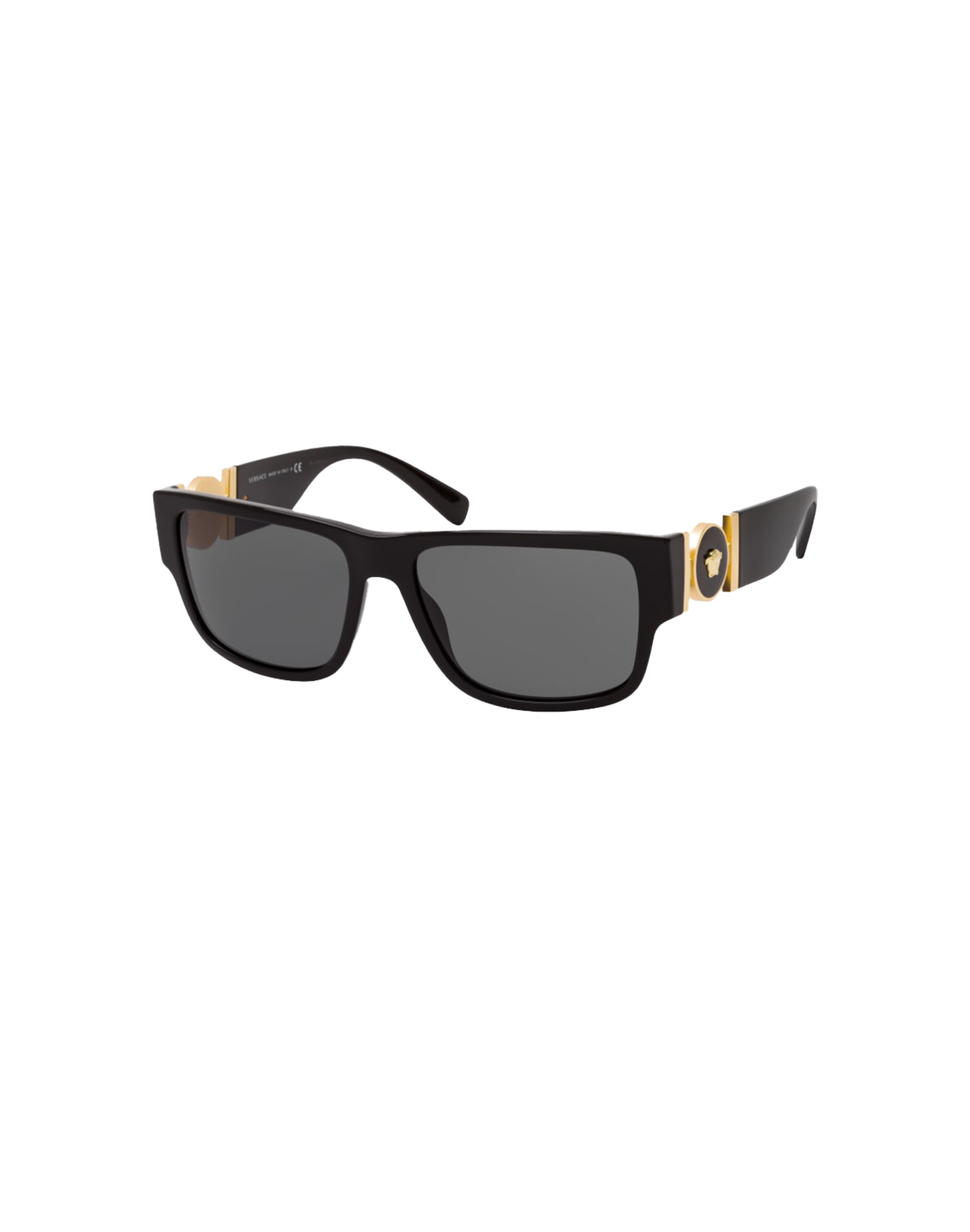 Versace Medusa Round Temple Disc Sun Glasses Black