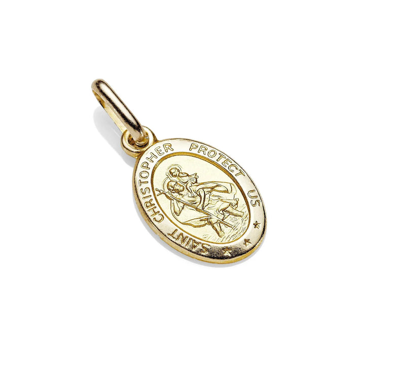 9ct Gold 12mm St Christopher Oval Pendant
