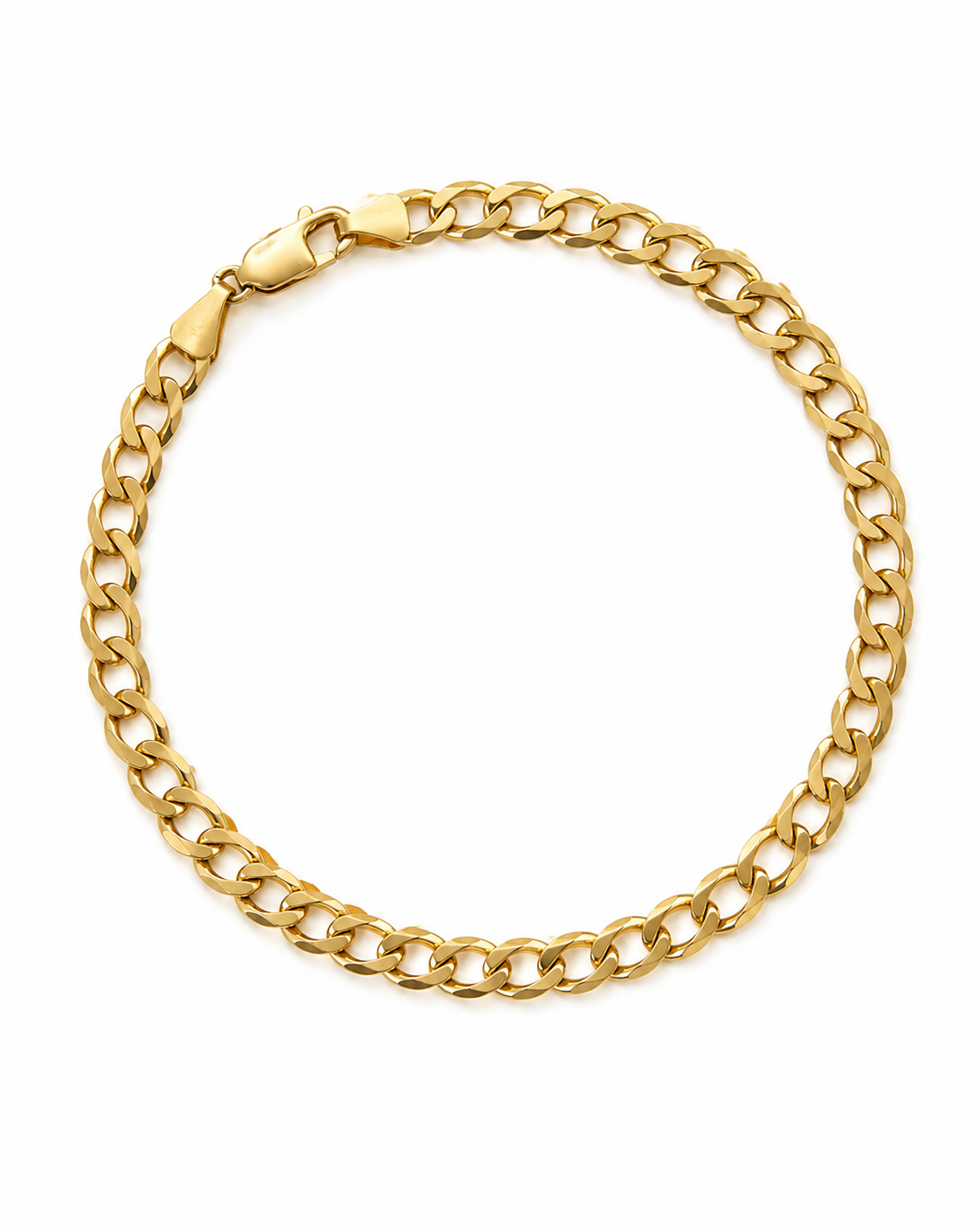 9ct gold curb link bracelet 21.5cm 5mm links
