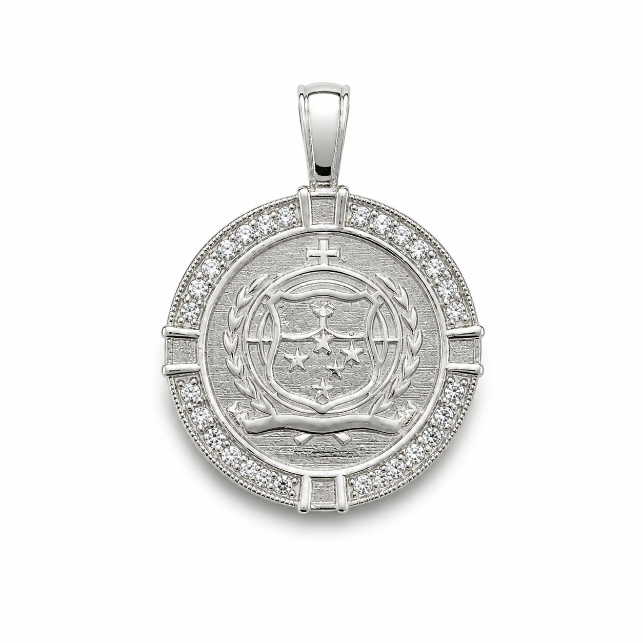 Samoa Shield CZ Sterling Silver Pendant + Chain
