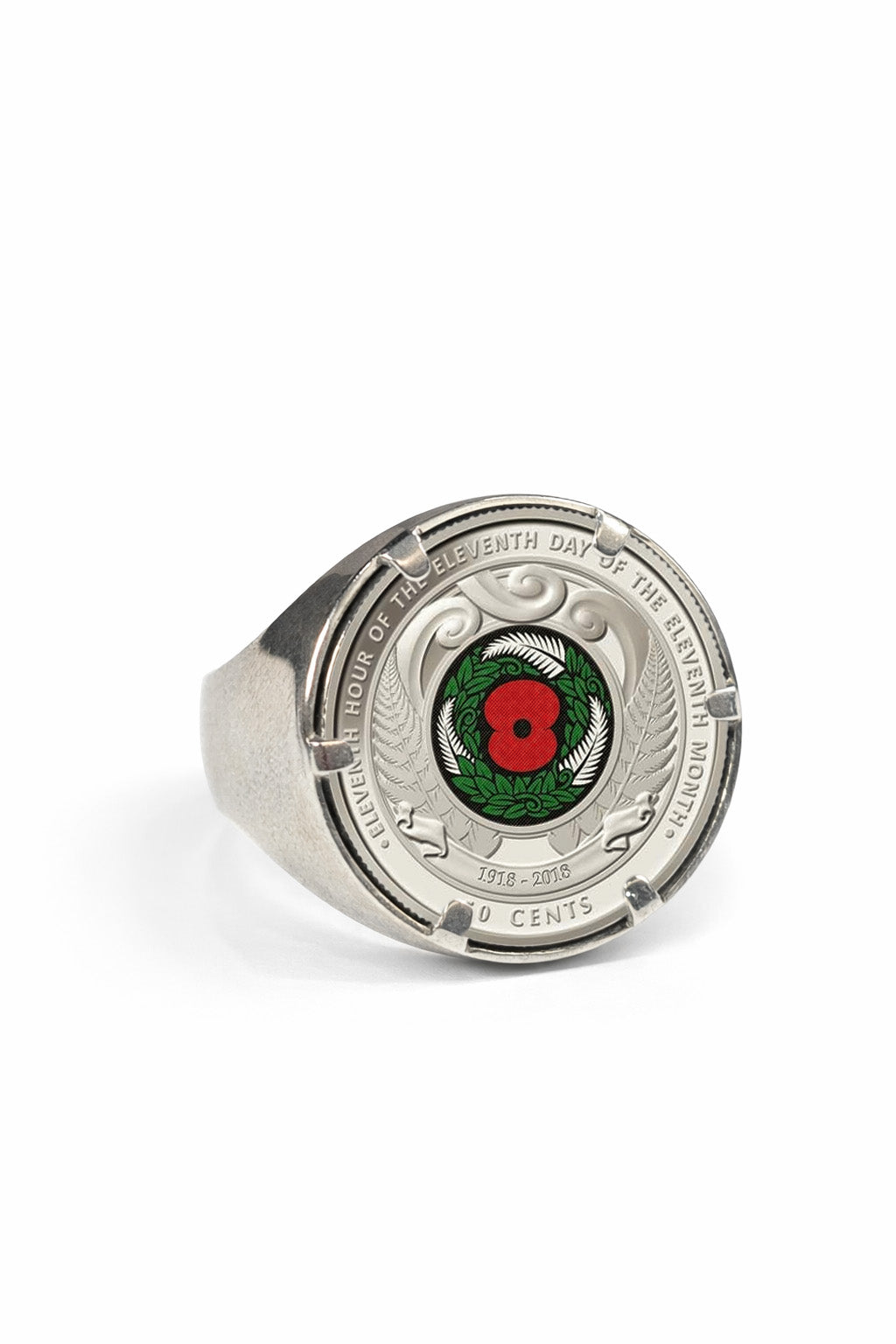 Sterling Silver NZ Armisitice Poppy Claw Setting Ring