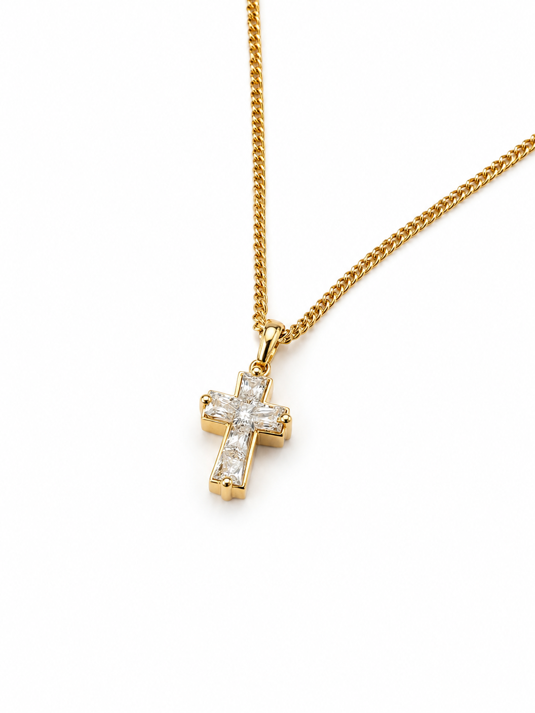 9ct Diamond Cross With Chain