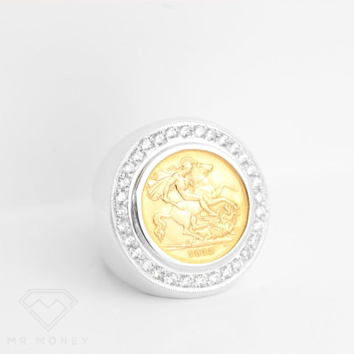 Sterling Silver Cz Half Sovereign Ring Rings
