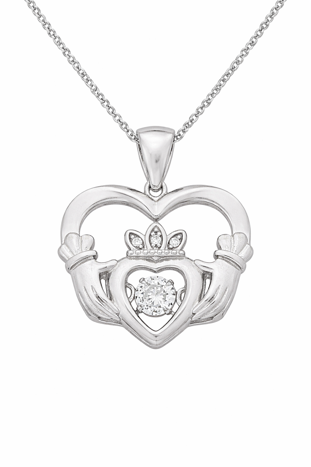 Dancing CZ Heart Pendant Necklace