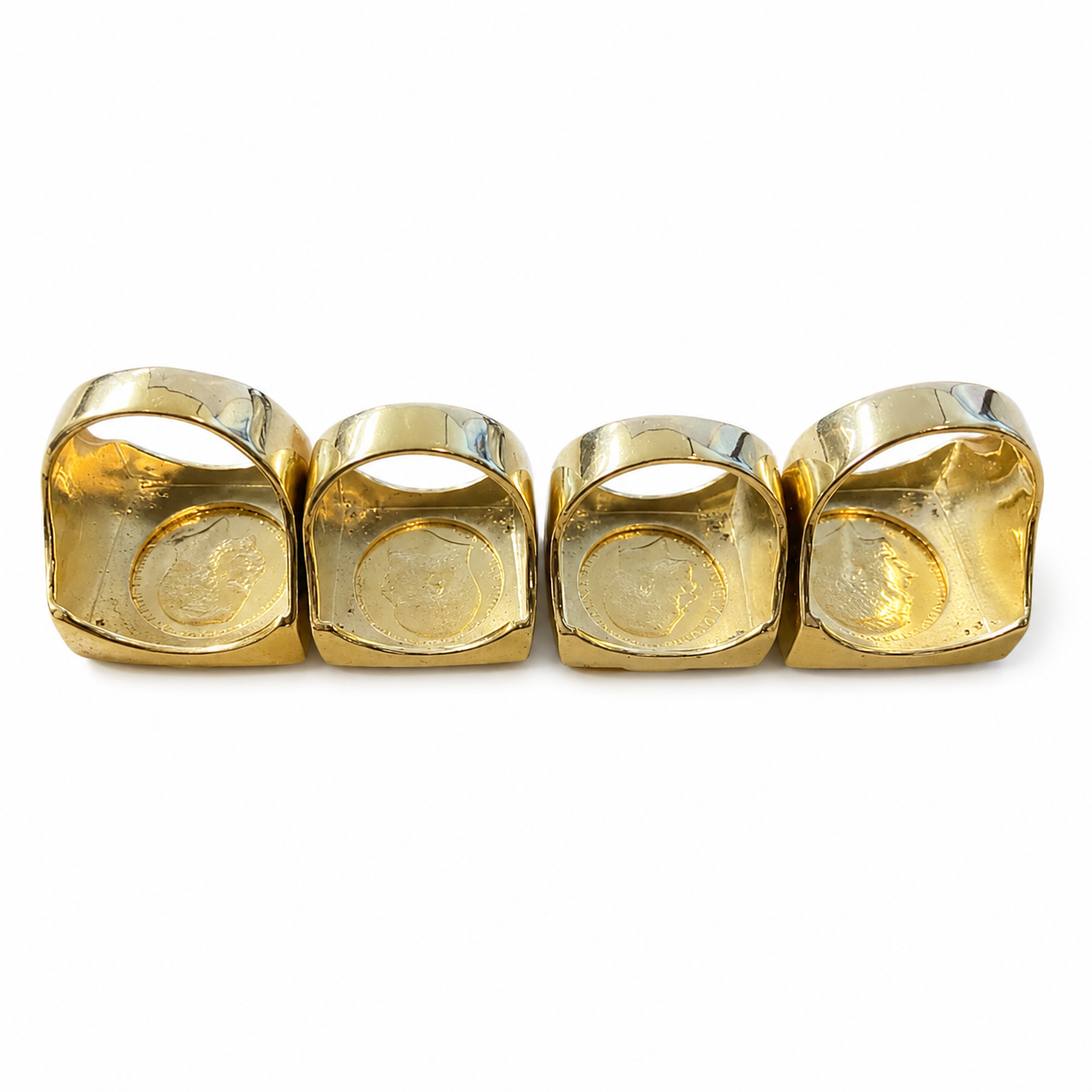 9ct Gold and Diamond Square Mount Full Sovereign Ring