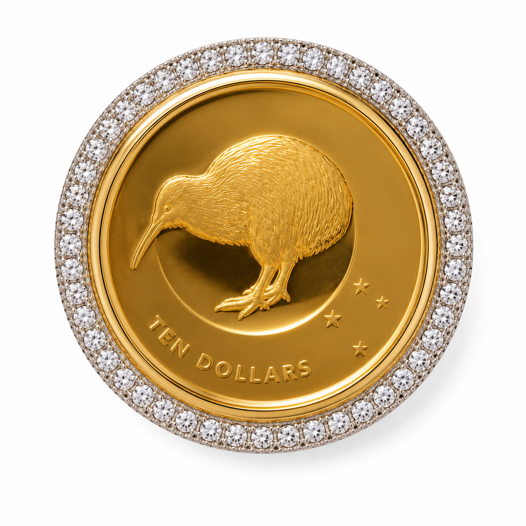 22ct Gold Kiwi Coin Diamond Ring