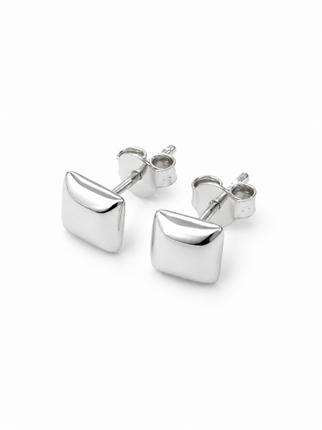 9ct White Gold Dome Earrings