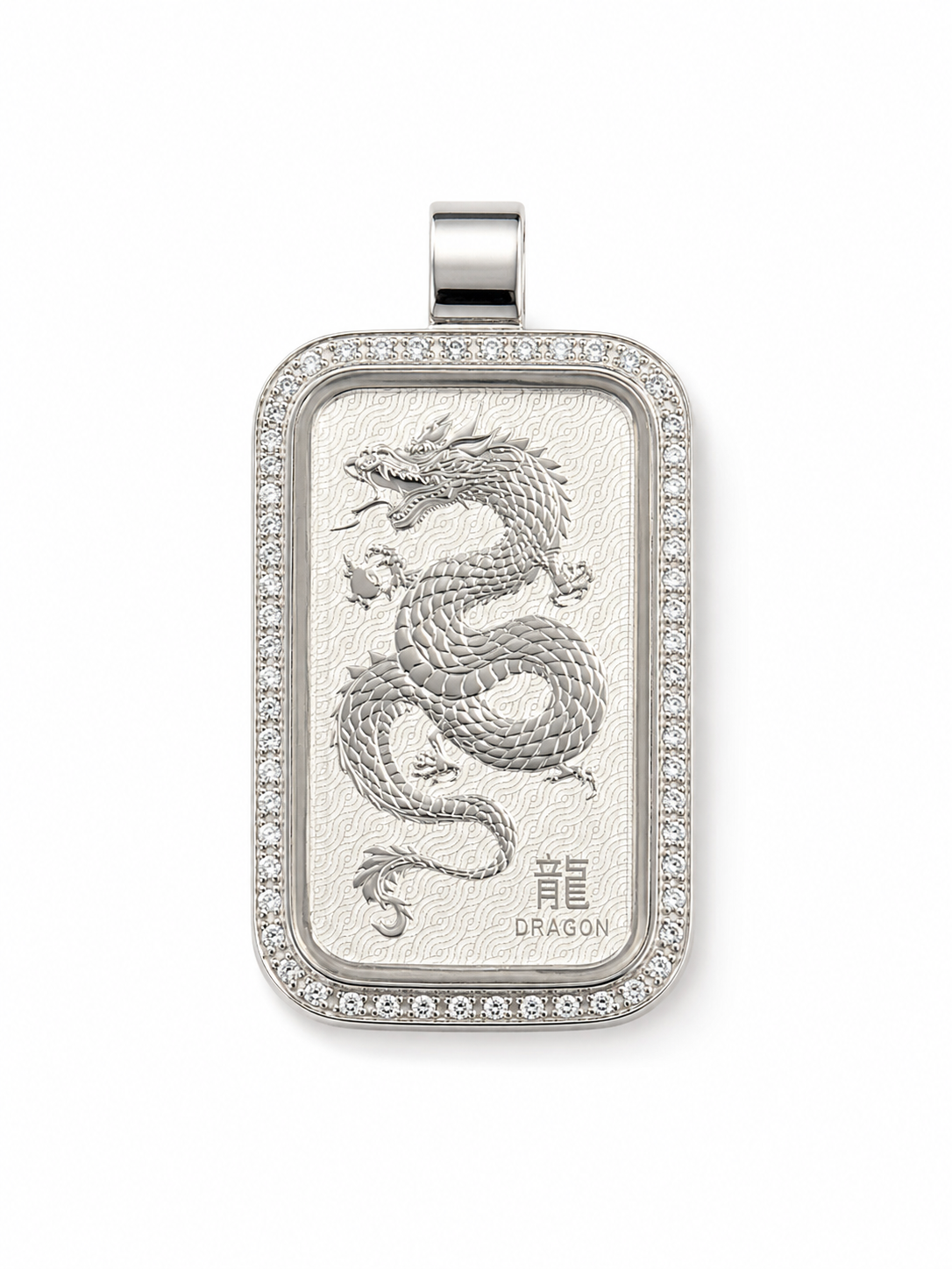 1 oz Perth Mint Silver Dragon Pendant in sterling silver CZ frame