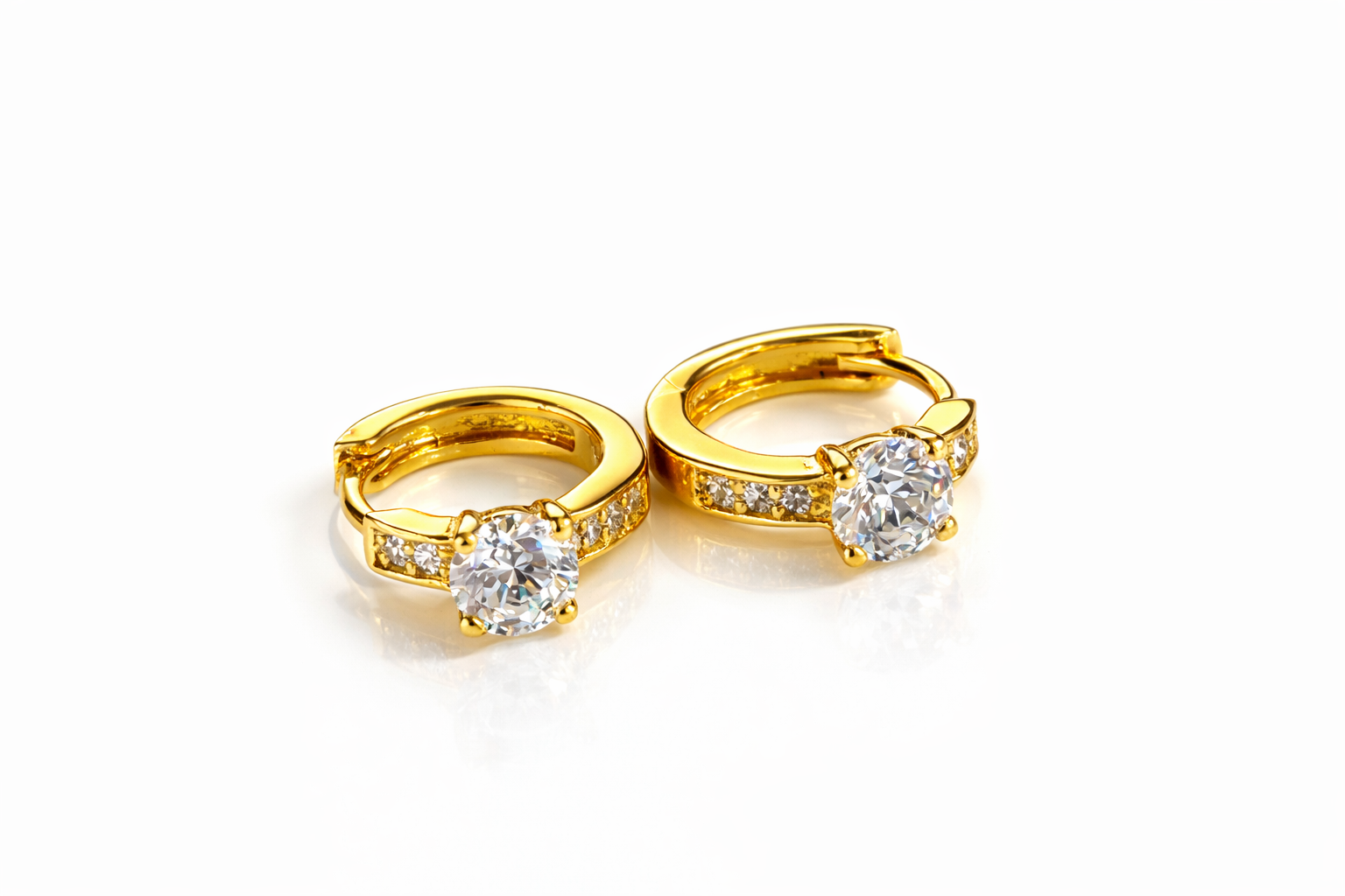 Sterling Silver Huggies Earrings with CZ