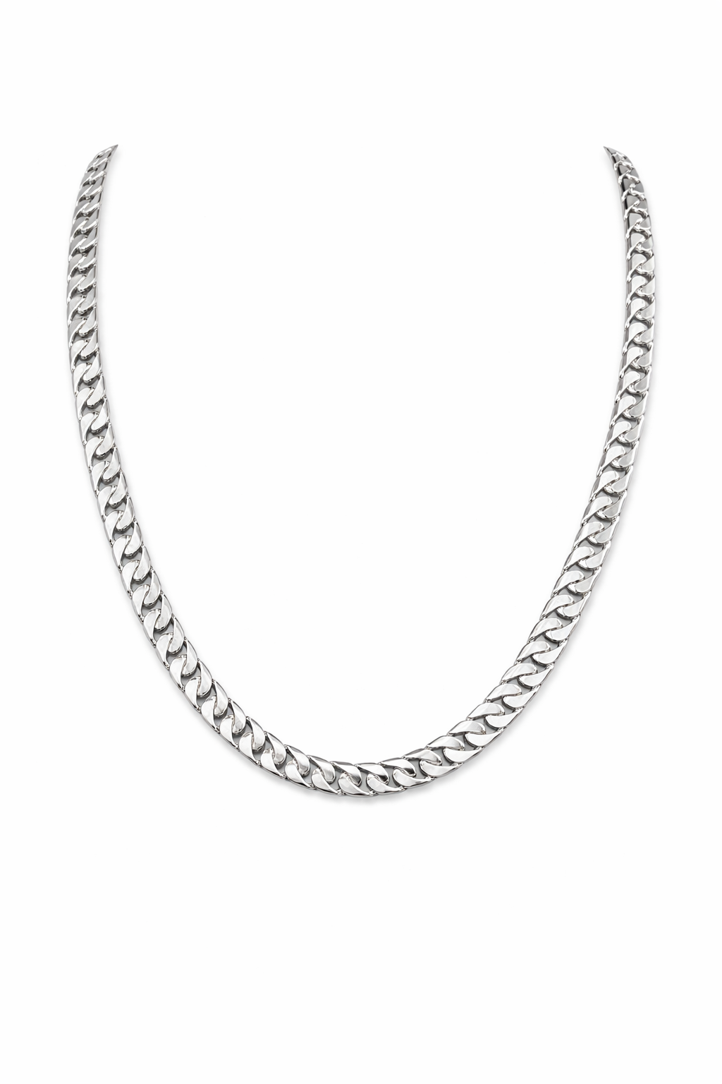 Sterling Silver Flat Curb Link Chain 10mm