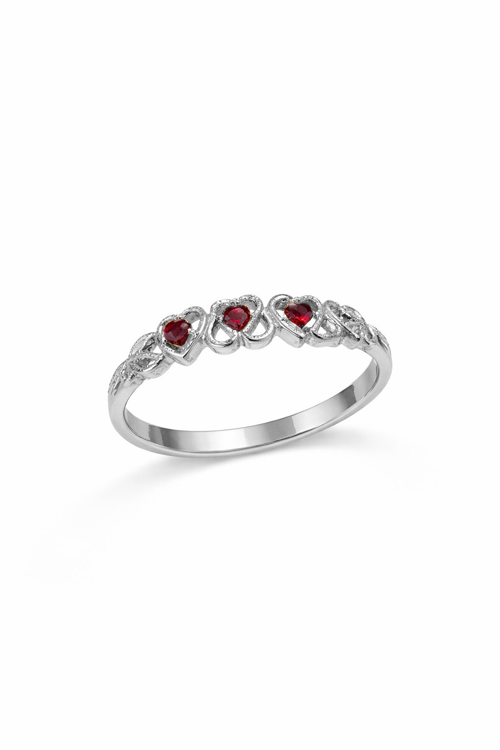 Sterling Silver Heart Garnet Ring