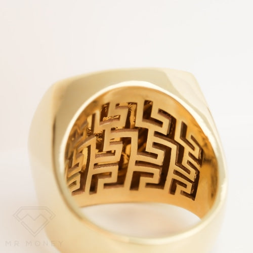 9Ct Gold Soft Square Full Sovereign Custom Diamond Ring Rings