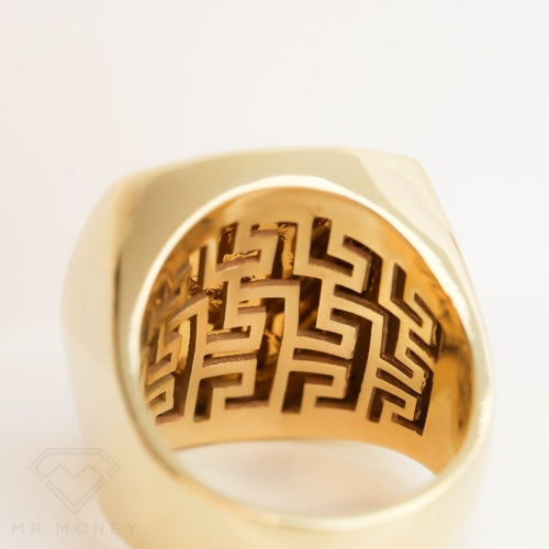 9Ct Gold Soft Square Half Sovereign Diamond Ring Rings