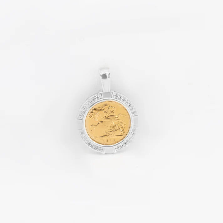 Half Sovereign CZ Pendant plus chain