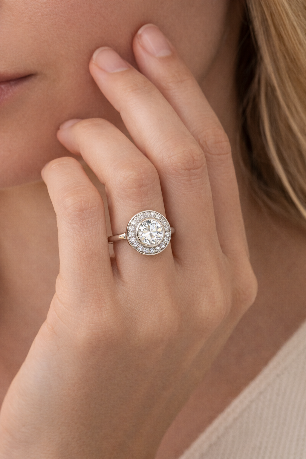 Ellani Sterling Silver CZ Halo Cluster Ring