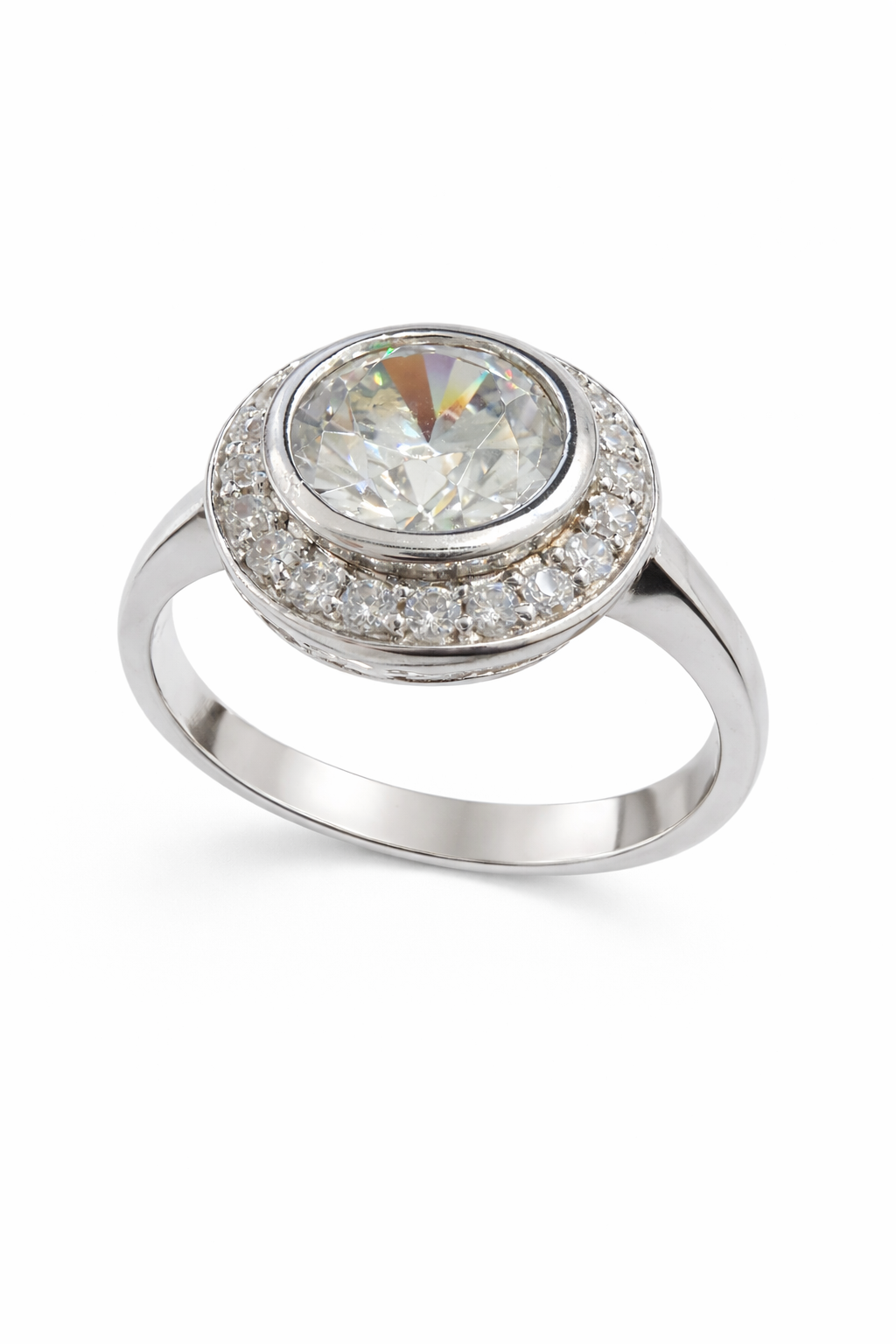 Ellani Sterling Silver CZ Halo Cluster Ring