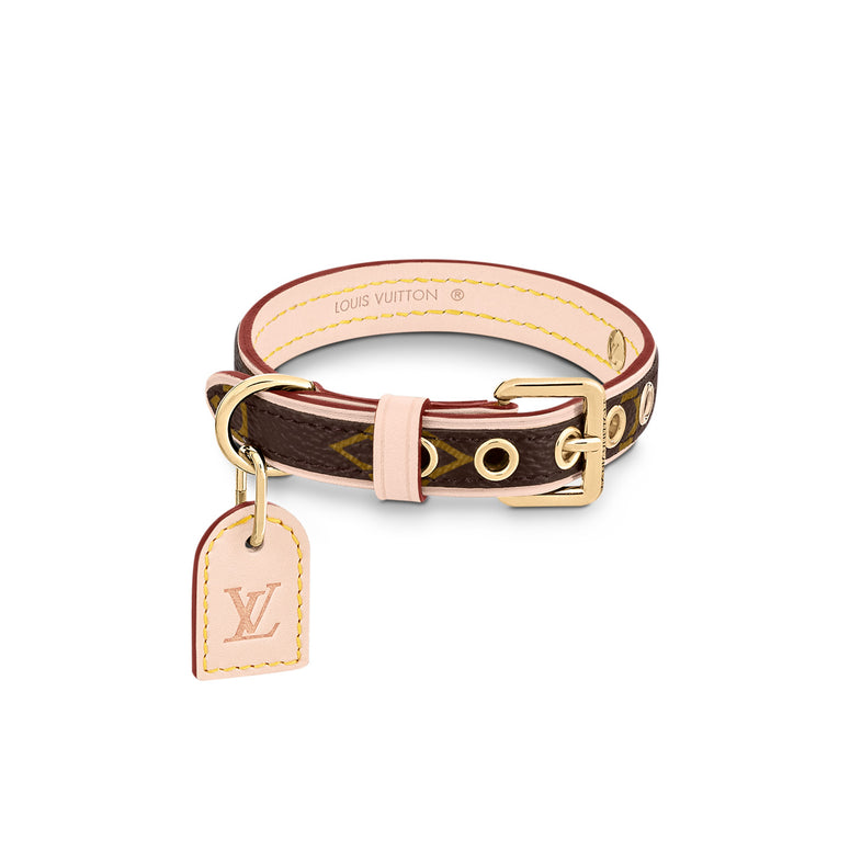 Louis Vuitton Baxter Dog Collar Monogram Bow X Small Brown in Canvas with Gold-tone