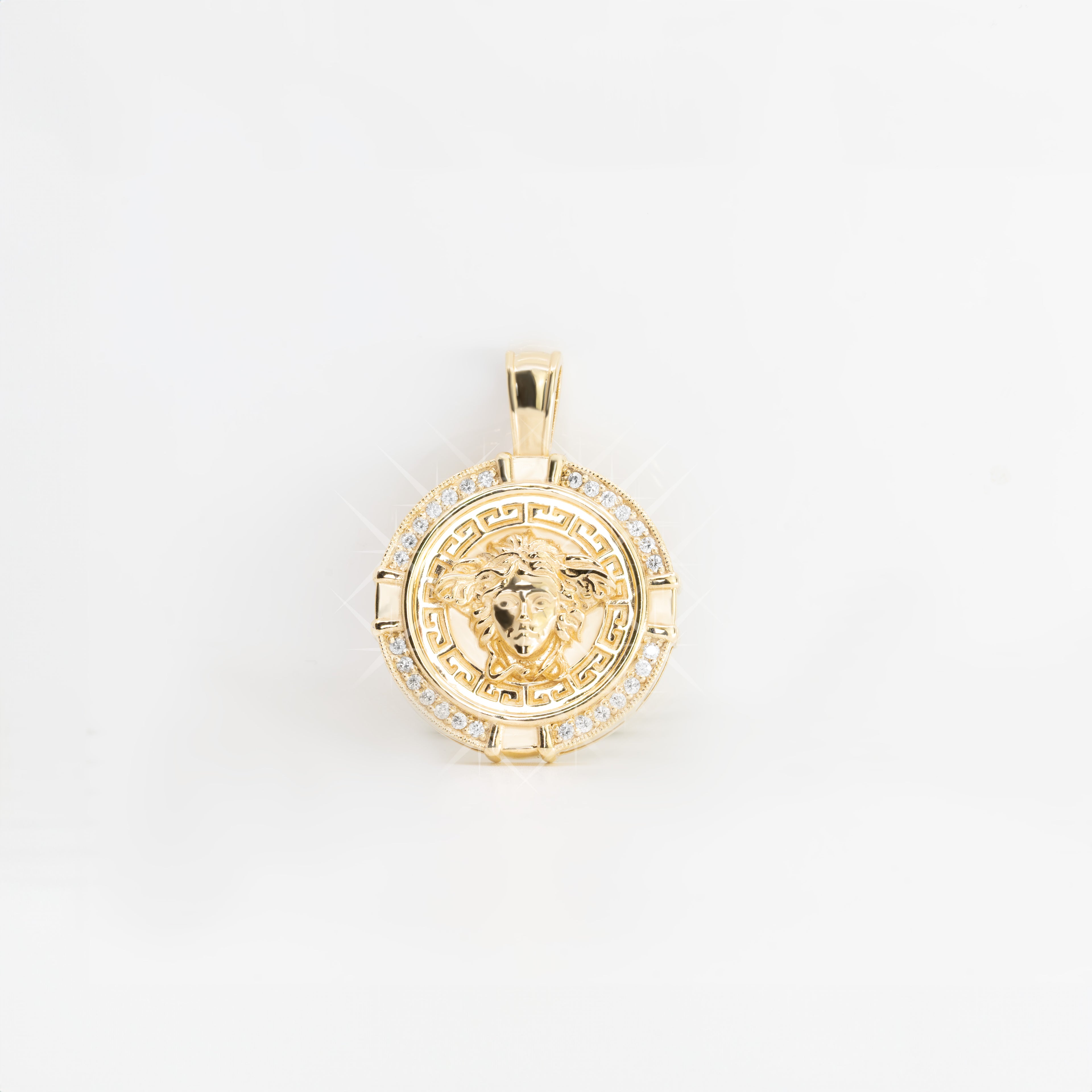 9ct Gold Diamond Frame Medusa Pendant