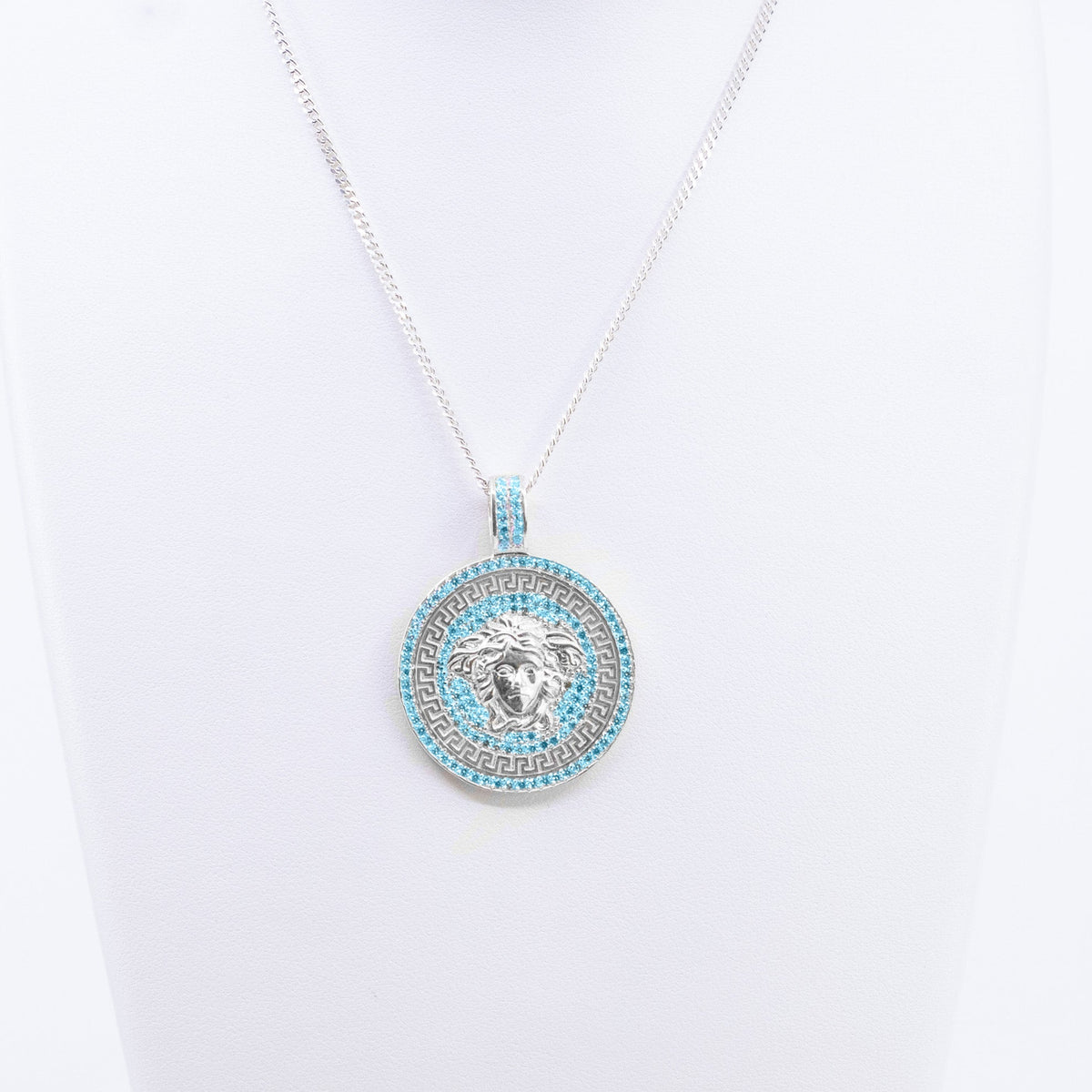 Sterling Silver Fully Iced Medusa Blue