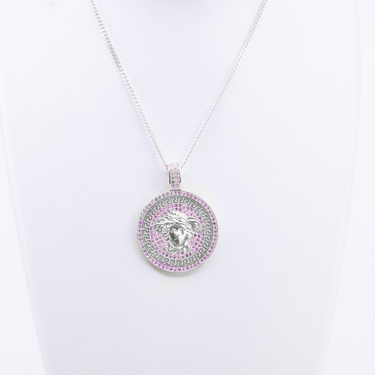 Sterling Silver Fully Iced Medusa Pink