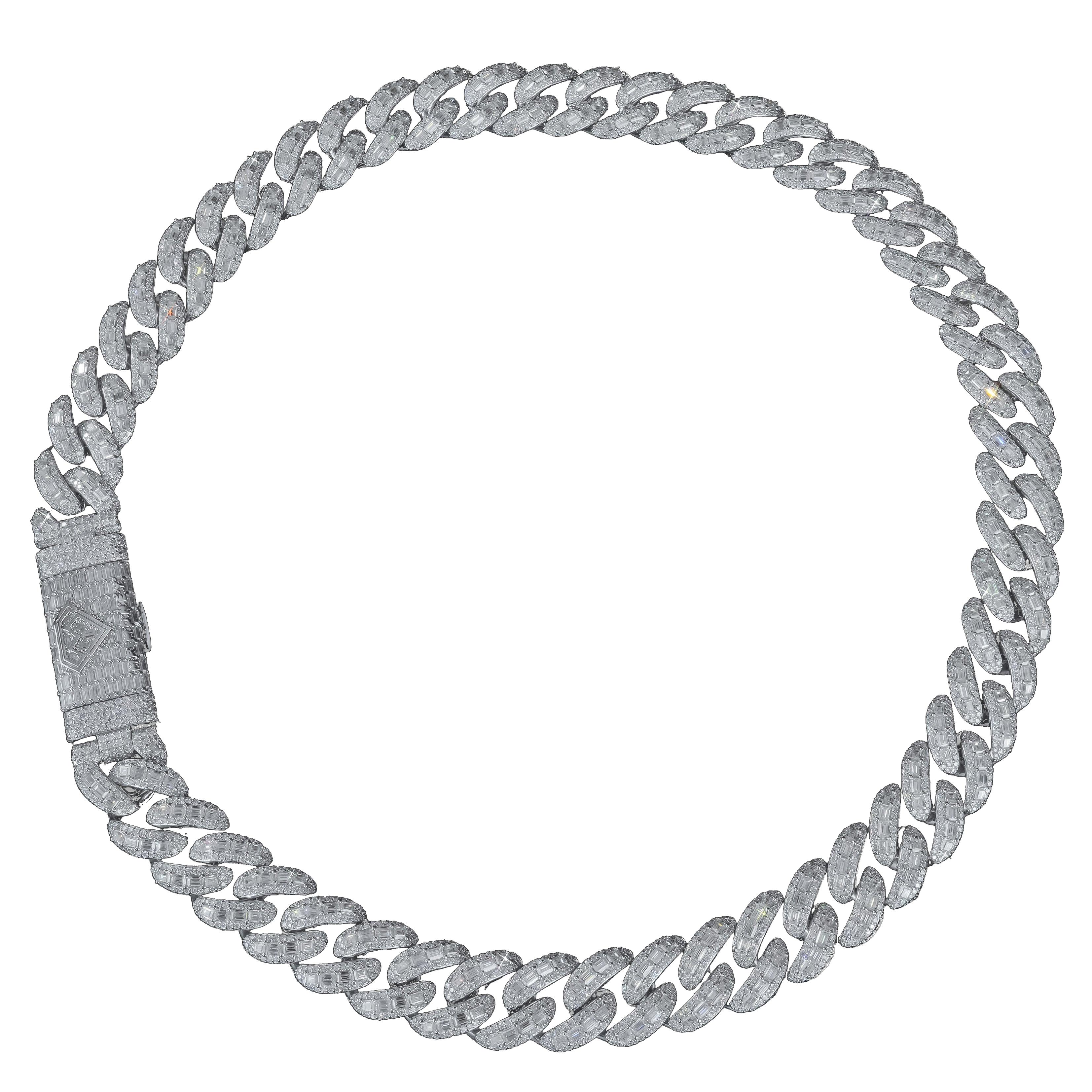 Mr Money iced out baguette monster chain on white background