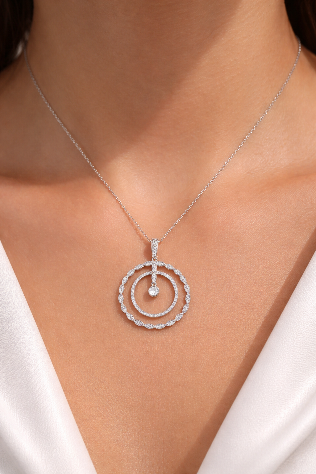 9ct White Gold Rosalia Diamond Pendant