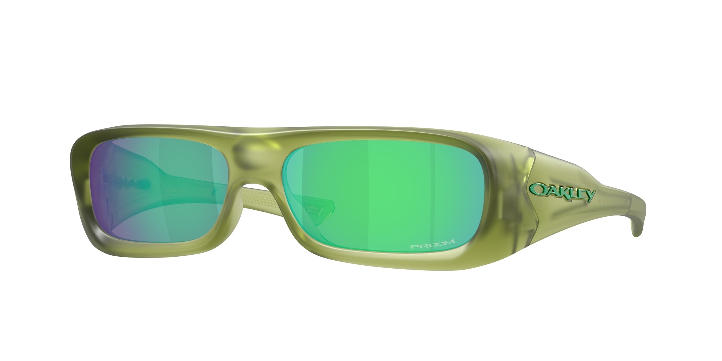 Oakley 0OO9520 Permian Sunglasses in Matt transparent fern with Prizm jade lenses