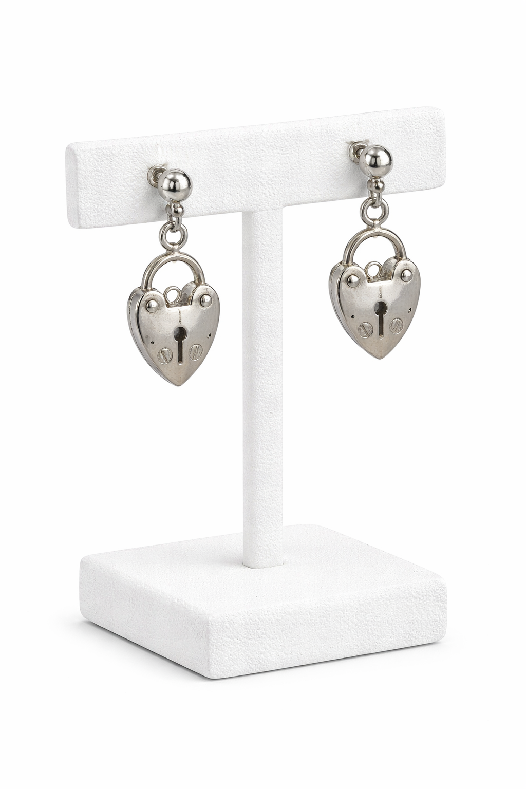 Sterling Silver Padlock Drop Earrings