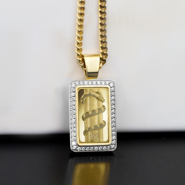 Lunar Snake Pamp Bar Pendant With Natural Diamonds