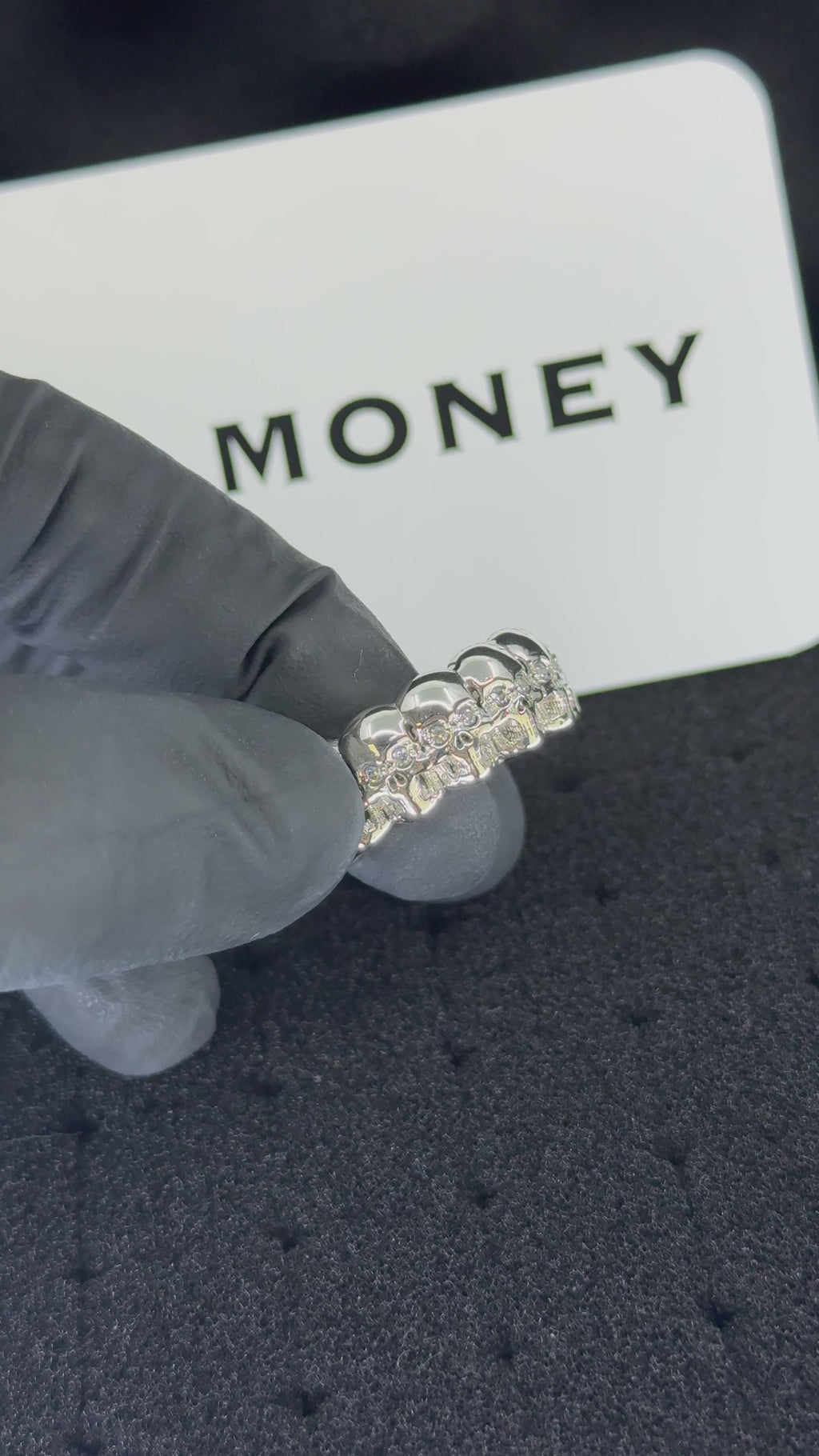 Multi Skull Silver Ring With Diamonds