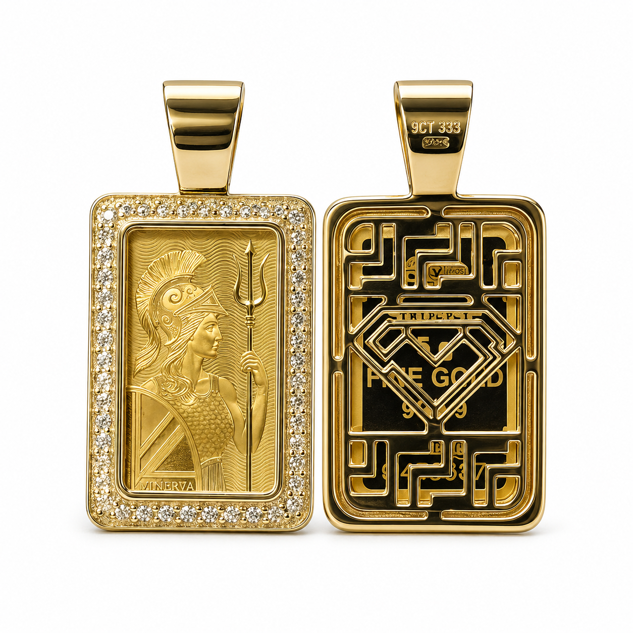 Britannia 5g Gold Bar with Diamonds Pendant