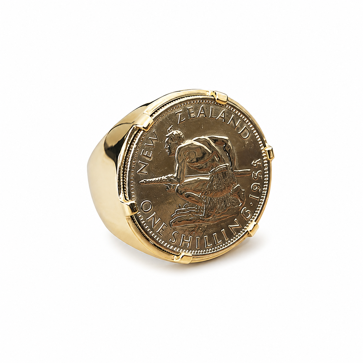 9ct Gold Claw Mount Shilling Coin Ring