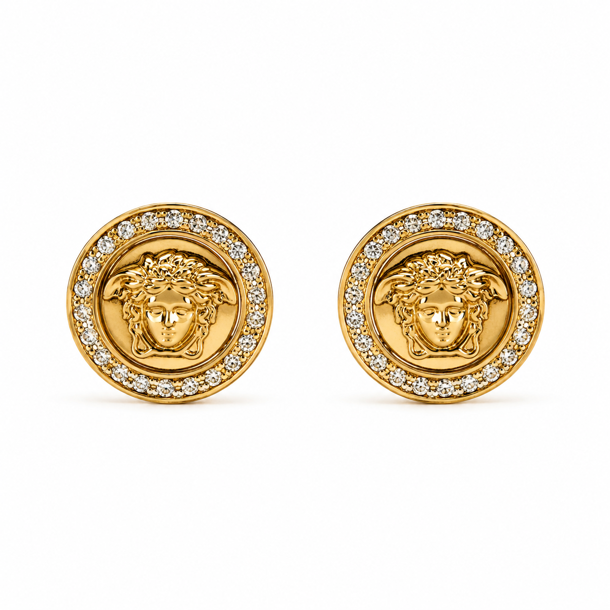 9ct Gold Diamond Medusa Studs Earrings