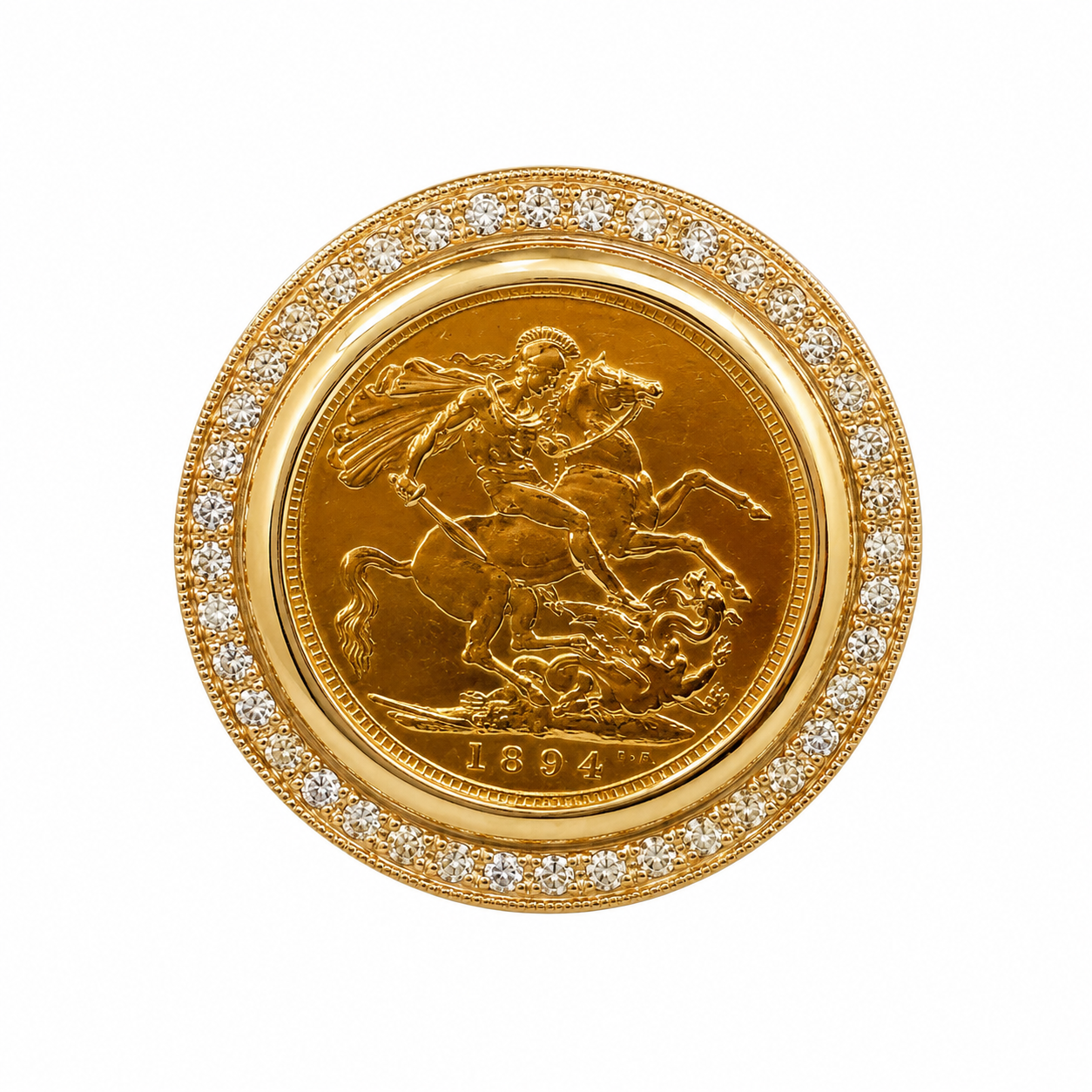 9ct Gold Diamond Mount Full Sovereign Ring