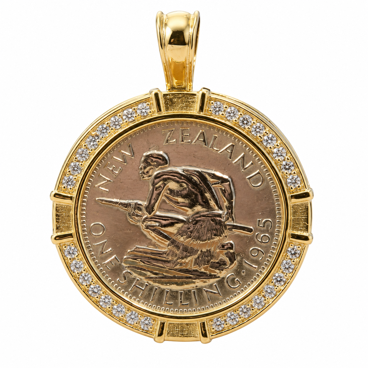9ct Gold Diamond One Shilling Pendant