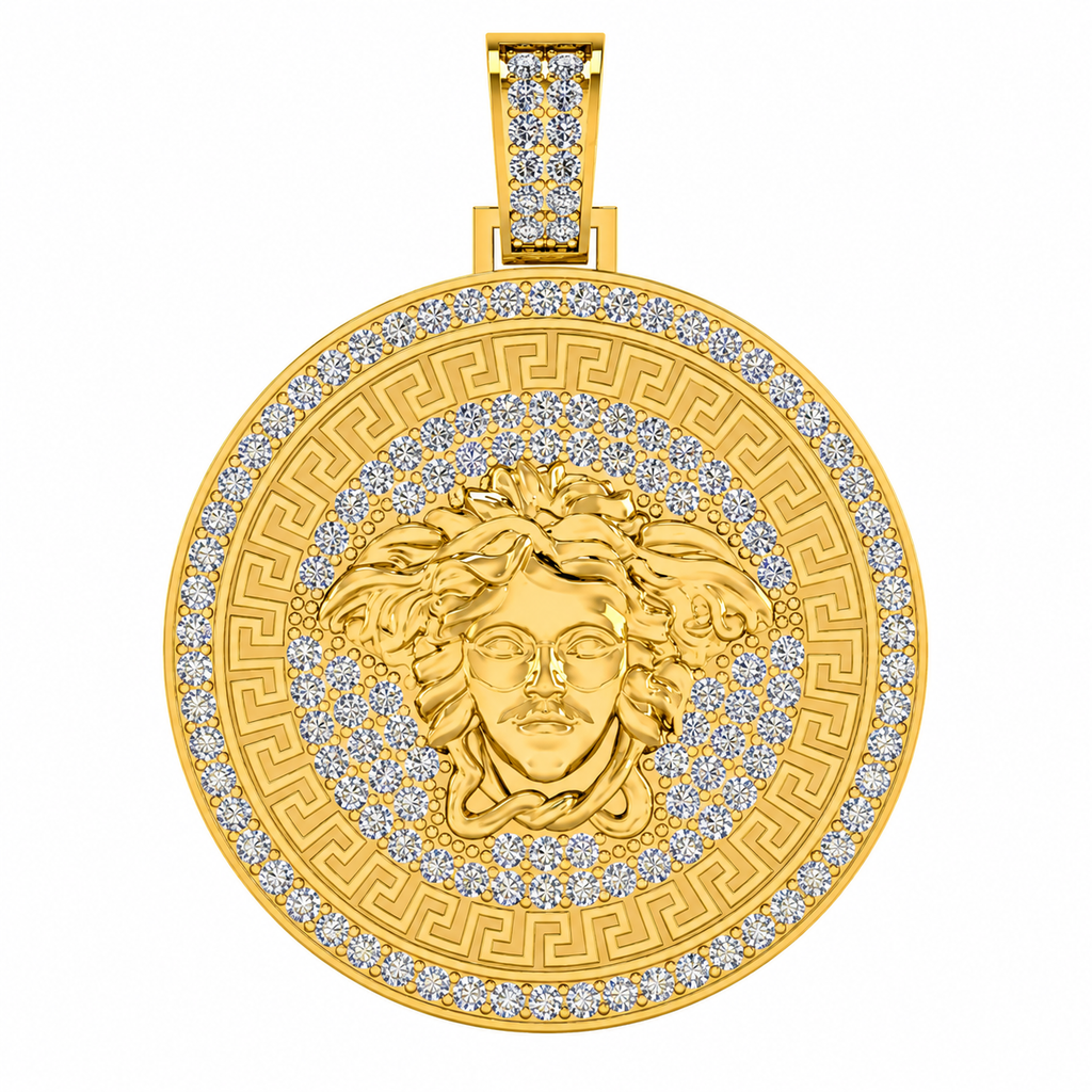 9ct Gold Full Diamond Medusa Pendant