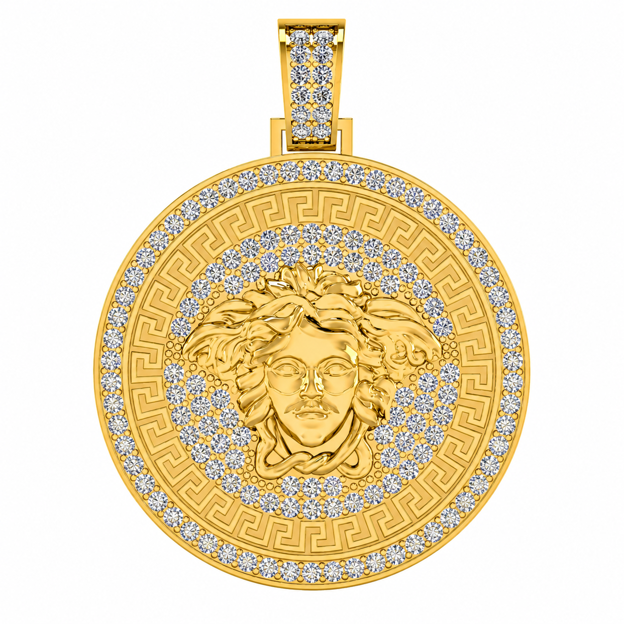 9ct Gold Full Diamond Medusa Pendant