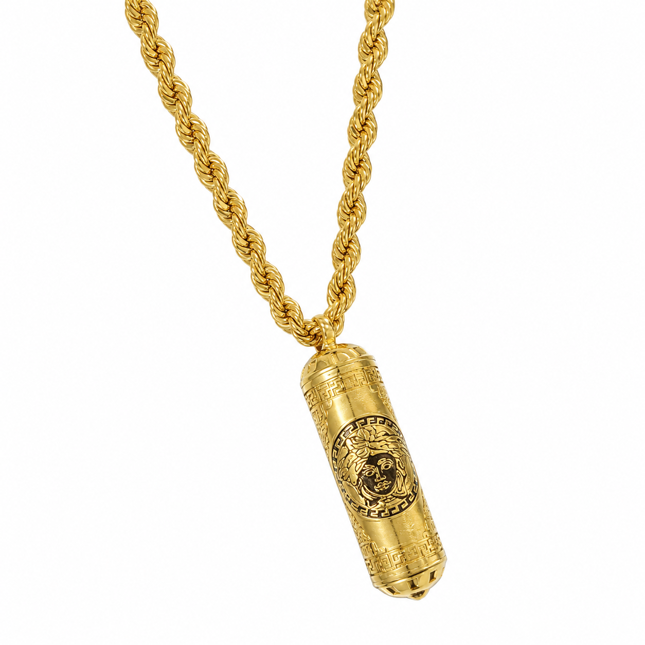 9ct Gold Medusa Tube Pendant