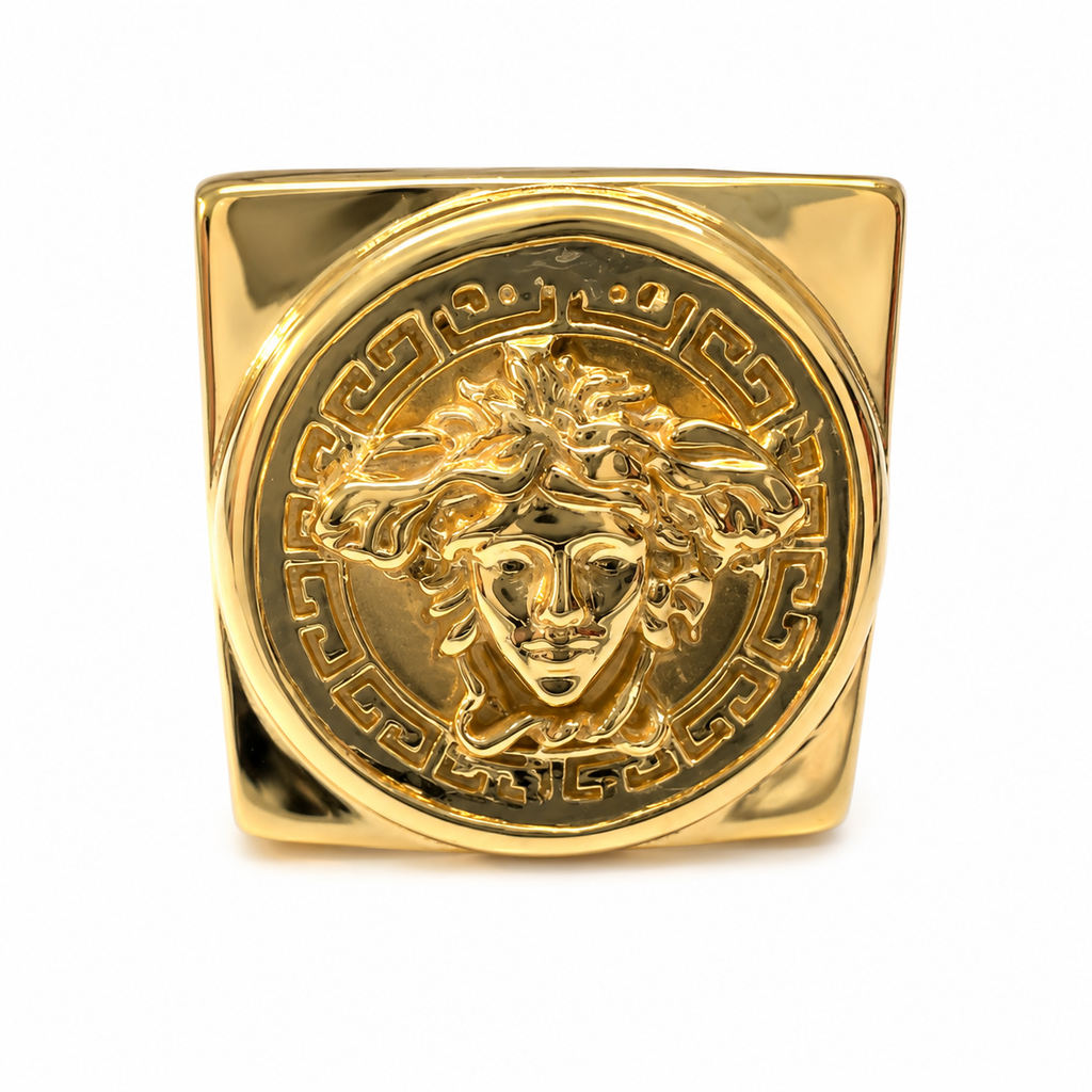 9ct Gold Square Medusa Ring