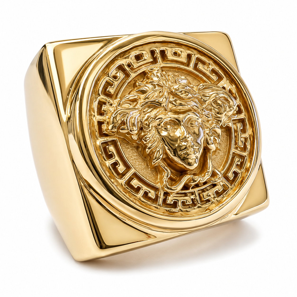 9ct Gold Square Medusa Ring