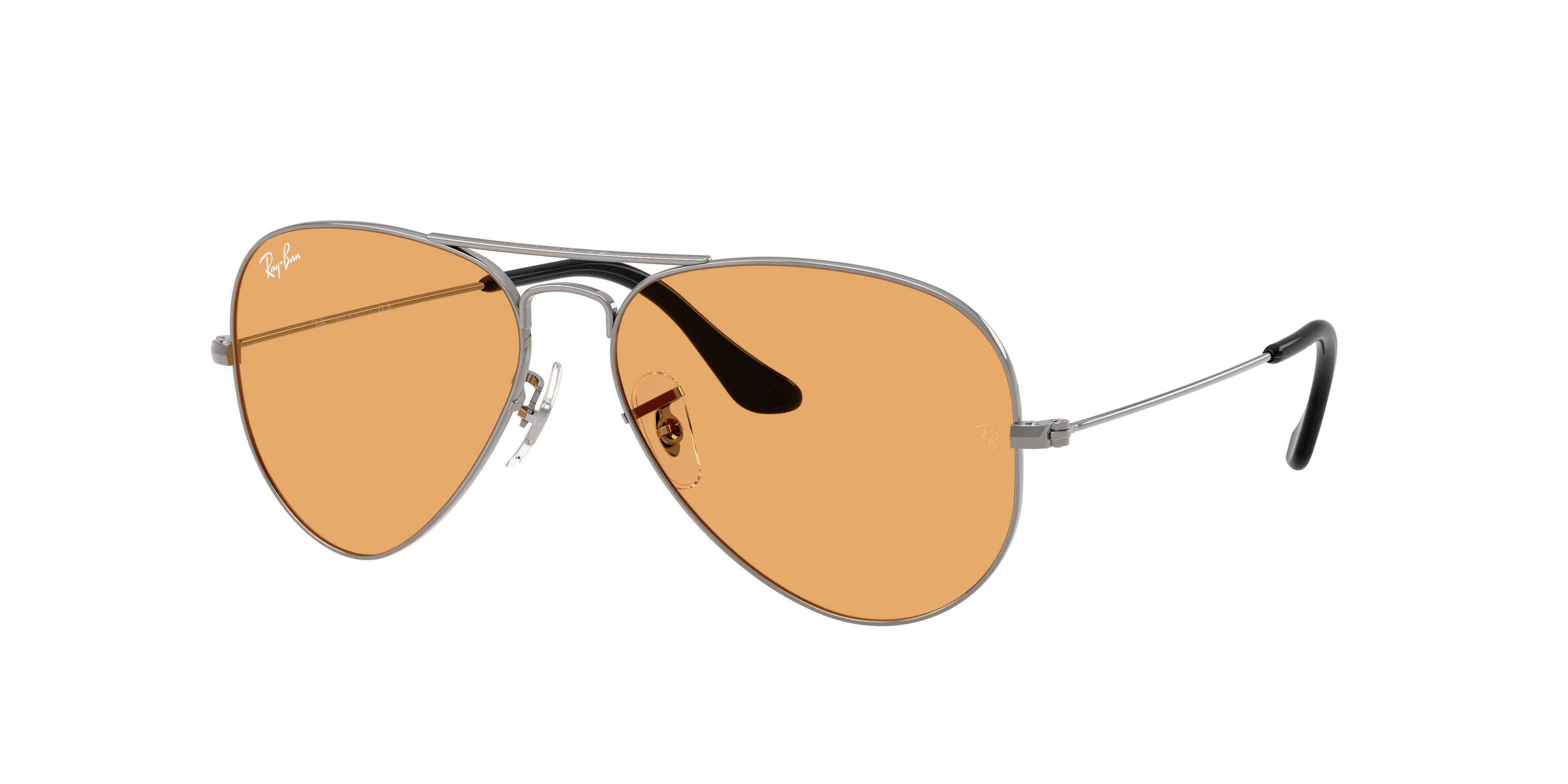 Ray-Ban RB3025 Aviator Large Metal Sunglasses - Gunmetal / Orange - original supplier photo