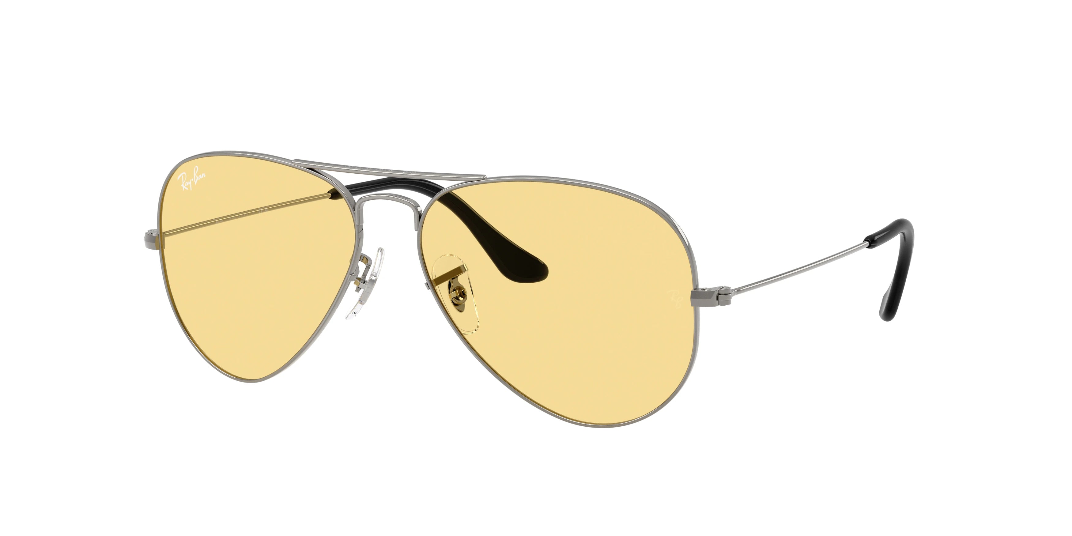 Ray-Ban RB3025 Aviator Large Metal Sunglasses - Gunmetal / Yellow - original supplier photo