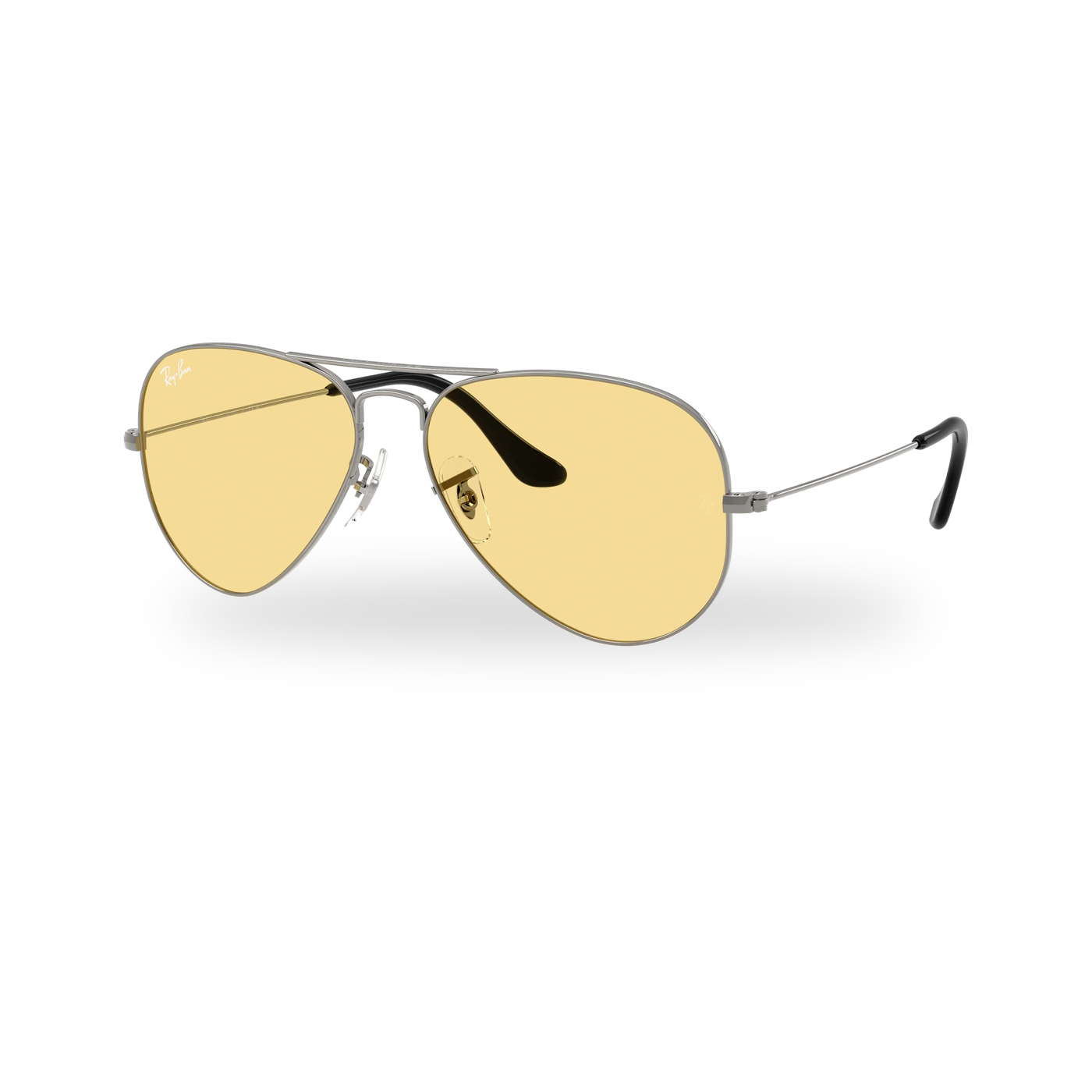 Ray-Ban RB3025 Aviator Large Metal Sunglasses - Gunmetal / Yellow supplier product photo - transparent product photo with soft shadow