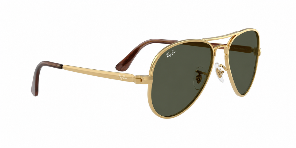 Ray-Ban RB3925 Aviator Max sunglasses in Arista gold and green, left-side angle