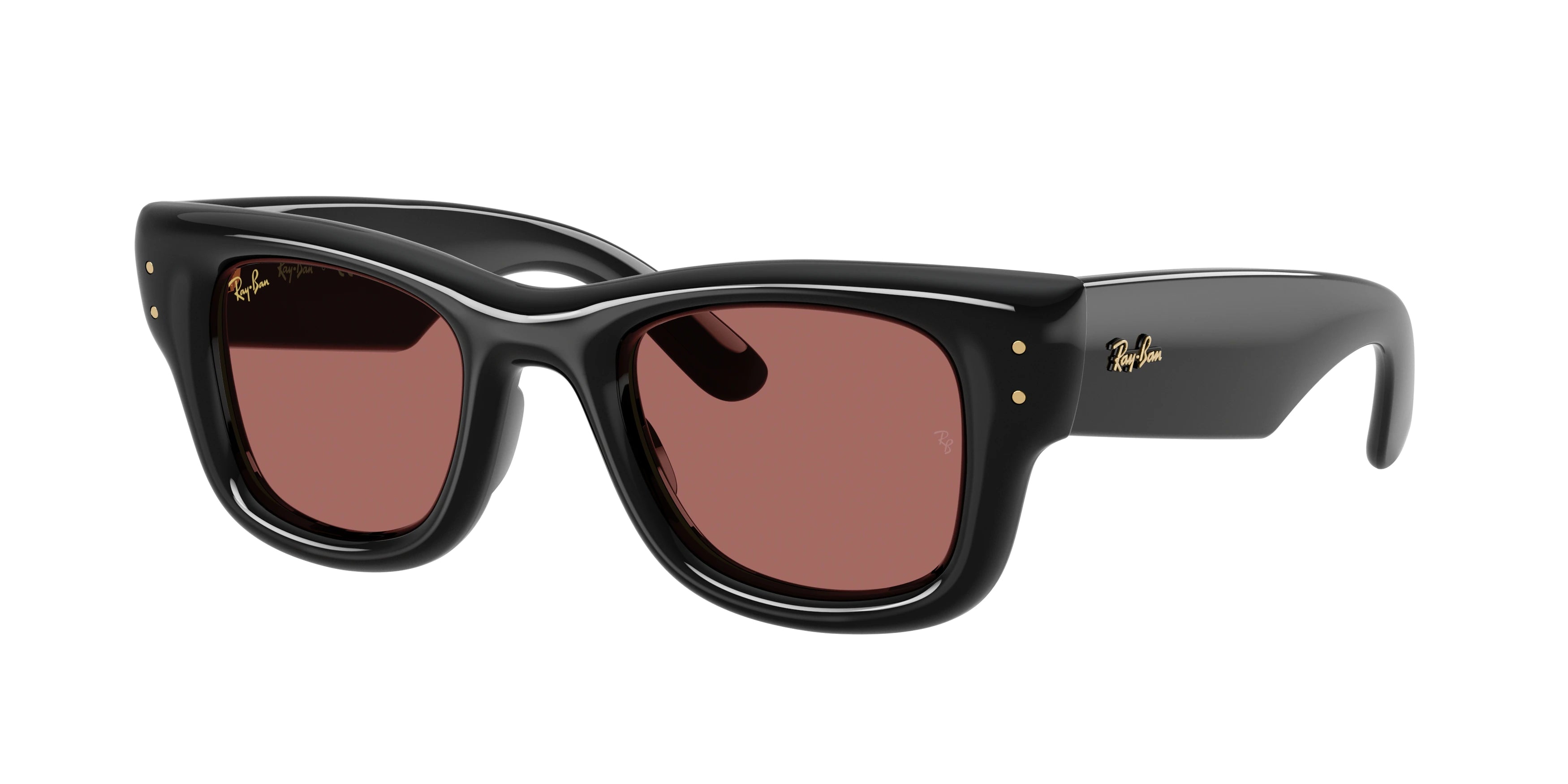 Ray-Ban Wayfarer Puffer RB4940 Sunglasses in Black with Dark violet lenses - original supplier photo